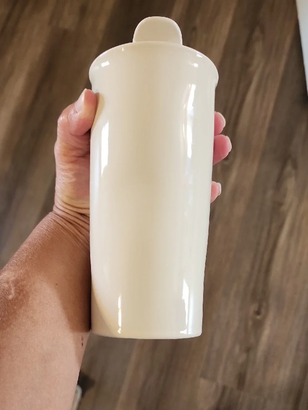 Rae Dunn White Ceramic Travel Mug with COFFEE Lettering and Lid